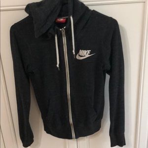 Nike full zip hoodie; dark grey